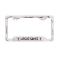 Jesus Saves Glossy Aluminum License Plate Frame — Christian Car Decor